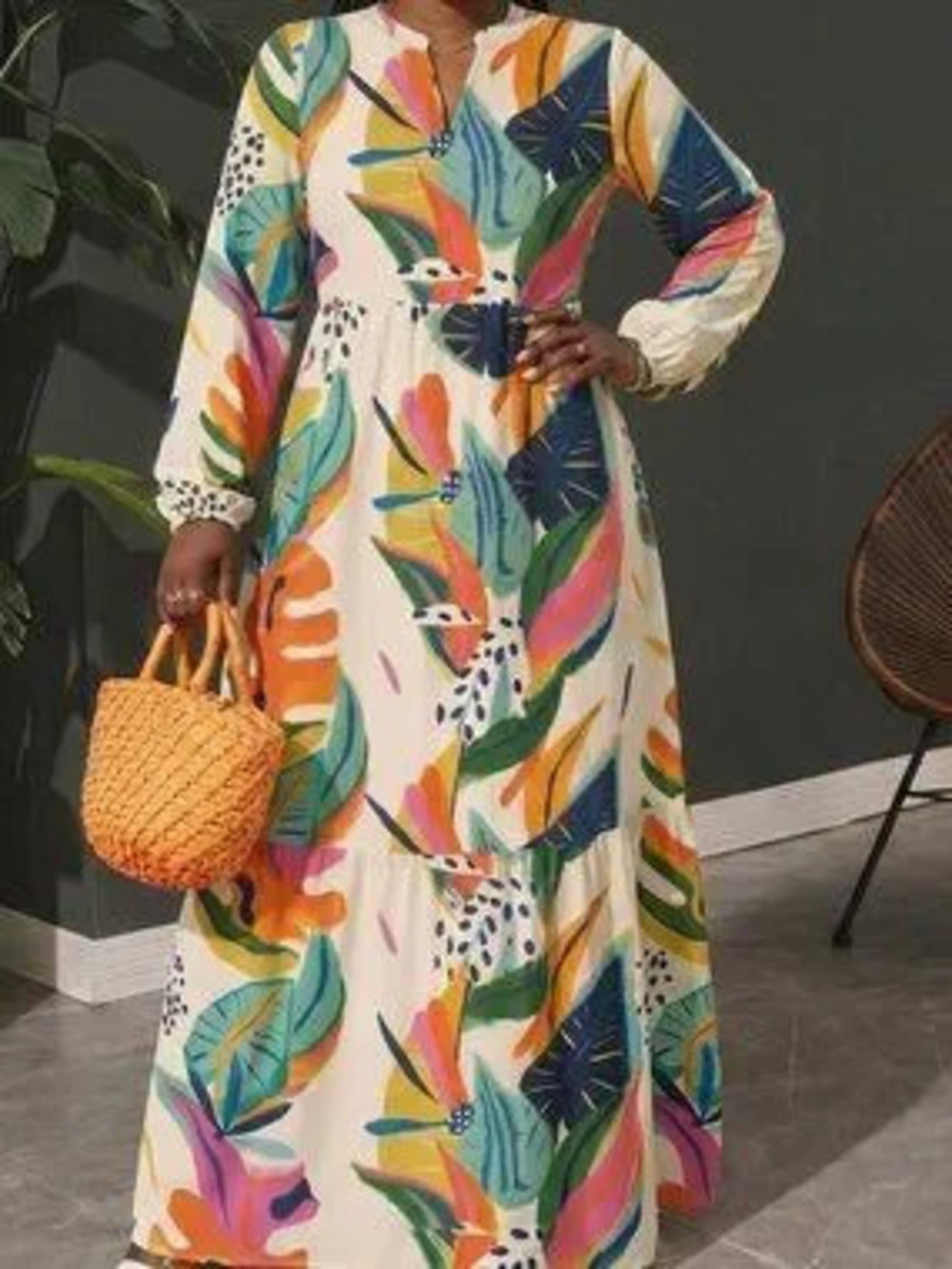 ZARA Multicolor Boho Women's Bohemian Tropical Print Dress